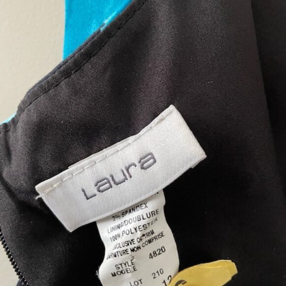 Laura -  sheath dress  - Floral Print - blue/Black - size 12 - Picture 5 of 7